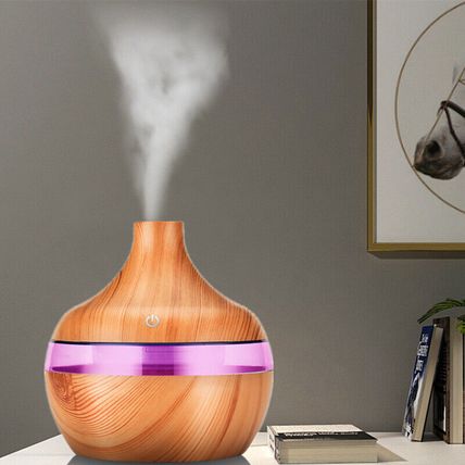 Electric Essential Aroma Oil Diffuser Ultrasonic Wood Grain Room Air Humidifier