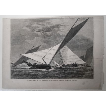 A "Hiker" Race On The Delaware River - Harper's Weekly. January 1875 original