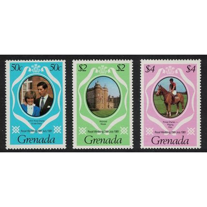 Grenada Charles and Diana Royal Wedding 3v 1981 MNH SG#1130-1132 Sc#1051-1053