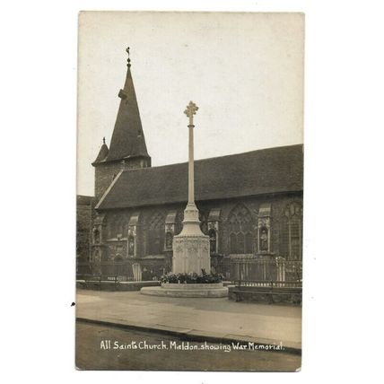 Maldon, All Saints Church And War Memorial, Essex, Undivided Back RP Postcard.
