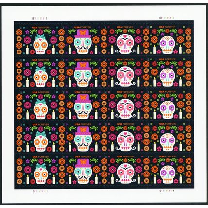 Day of the Dead sheet of Twenty Current Rate Postage Stamps Scott 5640-43b