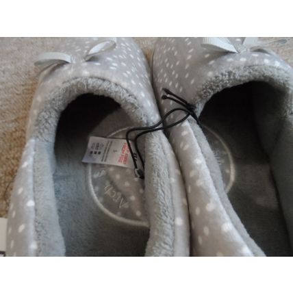 TU Grey Spotted Ladies Slippers Size 5 Brand New