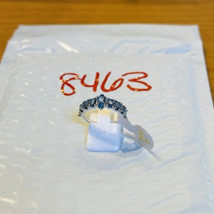 NWT Ring Bomb Party Sz7 RBP Blue Clusters Rhodium P Band Costume Jewelry