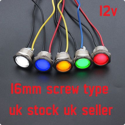 16mm Hole Led Metal Indicator Dash Light Lamp Terminal Screw Panel Car Boat 12V