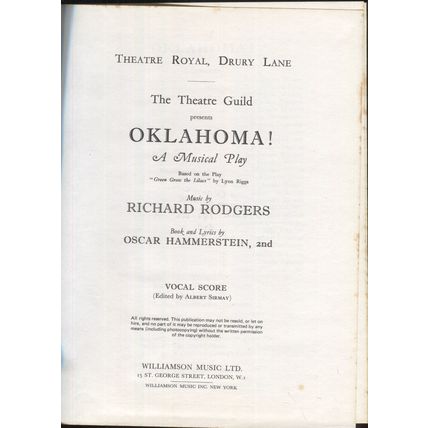 Oklahoma! Vocal Score by Rodgers & Hammerstein Hardback