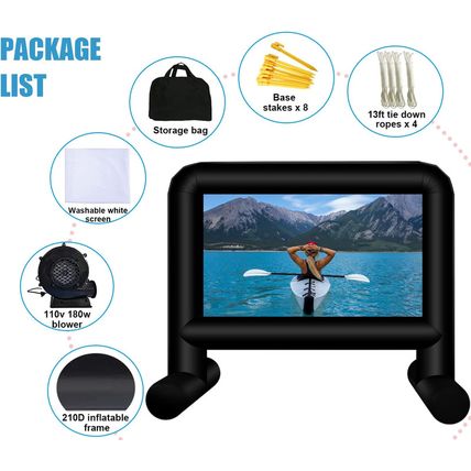 16 Feet Inflatable Movie Screen Outdoor, Inflatable Projector Screen with Blower