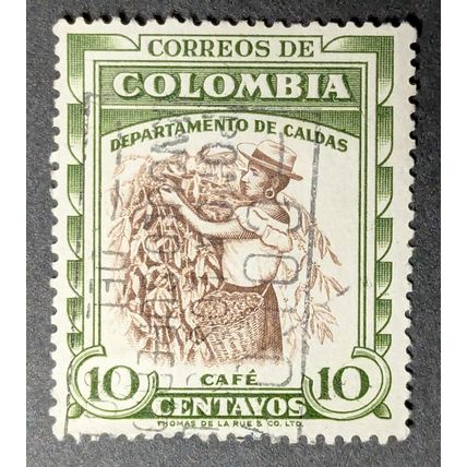 STAMP Colombia SG880 1958 10c Coffee Harvest Used