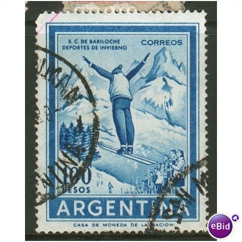 Argentina stamps SG1025 - 1959 - Ski Jumper 100p - used