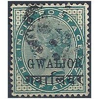 Gwailor (Indian Convention States) 1889 SG16 1/2a Blue-Green Fine Used .