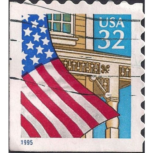 USA, Flag over Porch, blue 1995, 32c, #2