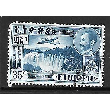 ETHIOPIA 1947 AIR 35c BLUE TE HIS ISAT FALLS BLUE NILE SG380A FINE USED