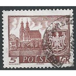 Mi 1188 A: 5 gr. carmine-brown Historic Cities: Gniezno, comb perf. 12¾:12½