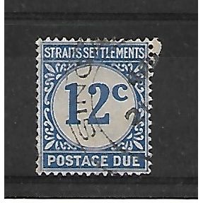 StraitsSettlement.D6 12c Bright Blue.Fine Used.Mar21