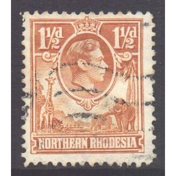 Northern Rhodesia Scott 30 - SG30, 1938 George VI 1.1/2d Yellow used