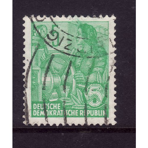 GERMANY EAST 1953 5pf GREEN SG E310 FINE USED#2