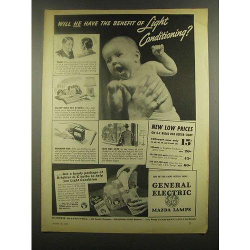 1938 General Electric Mazda Lamps Ad - The Benefit