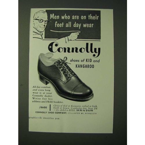 1955 Connolly #8600 Shoe Ad - Men Who Are On Their Feet all Day