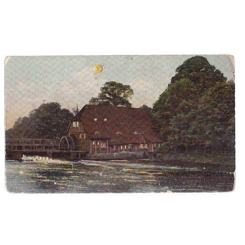 3D effect CHRISTMAS GREETINGS used antique postcard 1915 pm Norfolk water mill?
