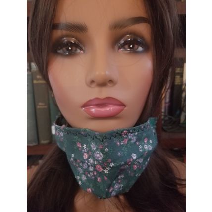 Adult Face Masks - Floral on Green - Filter Pocket - Roomy - Breathable