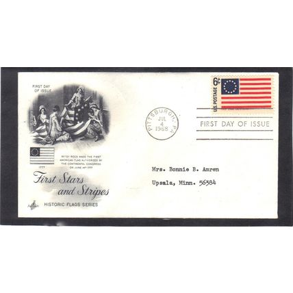 FDC Art Craft 1350 6c 1st Flag (Cachet-Typed/A) CV40680