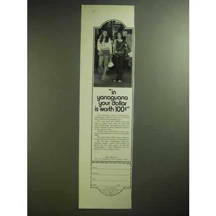 1974 San Antonio Texas Tourism Ad - In yanaguana your dollar is worth 100¢