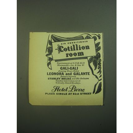 1945 Hotel Pierre Ad - Air Conditioned Cotillion Room