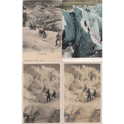Party Of Mountain Climbers Climbing 4x German Old Postcard s