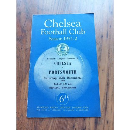 1951/52 Chelsea vs Portsmouth, Division 1, 29/12/1951 ** FREE P&P **