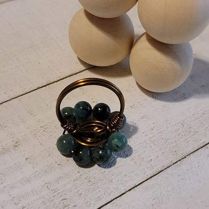 Emerald Copper Wire Wrapped Rings