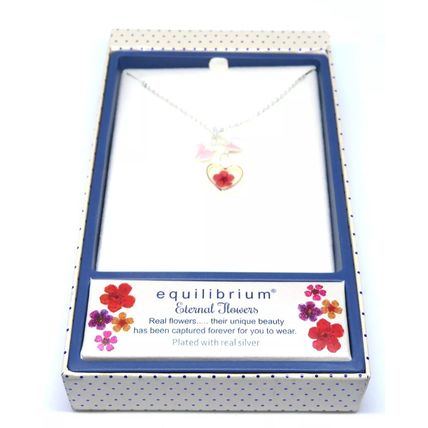 Pink Pendant Pressed Flowers Heart Shaped on a Necklace Festive Gift
