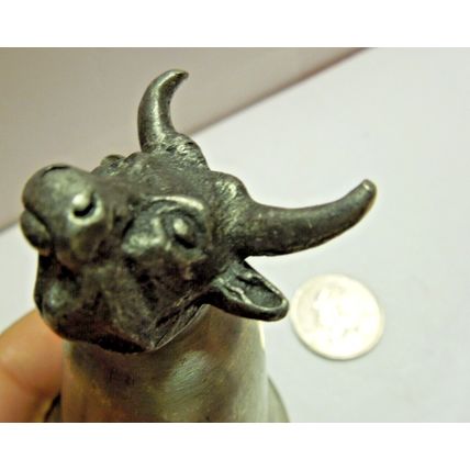 Vintage Pewter Bull head Base Drinking Cup Shot glass 3"