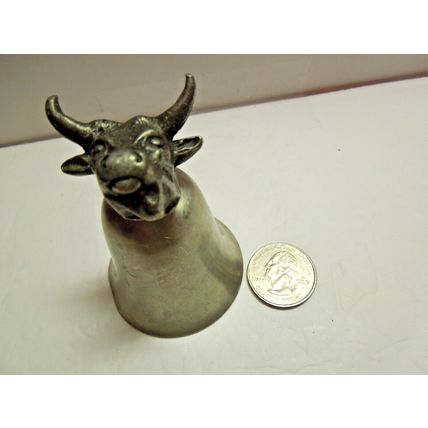 Vintage Pewter Bull head Base Drinking Cup Shot glass 3"