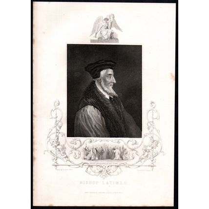BISHOP LATIMER 1838 John Rogers - Adriaen van der Werff ANTIQUE ENGRAVING