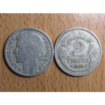France Republic 1946B 2 Francs Coin