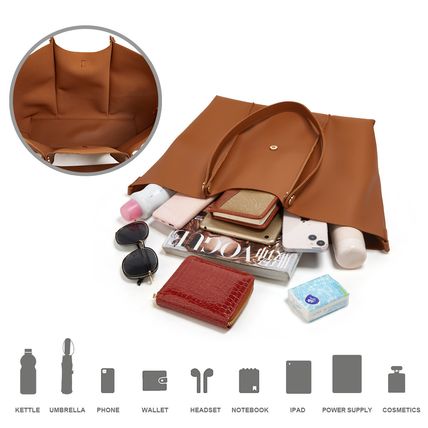 Women Fashion Handbags Wallet Tote Bag Shoulder Bag 3pcs Brown