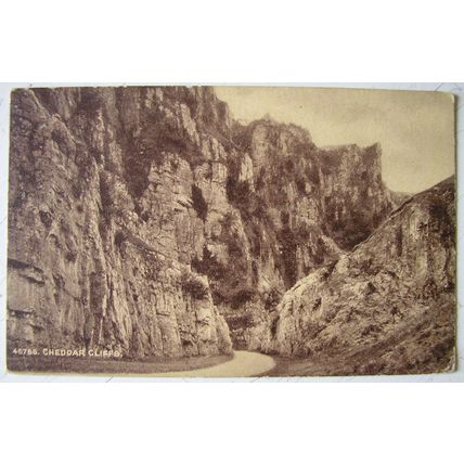 pre 1918 sepia postcard Cheddar Cliffs