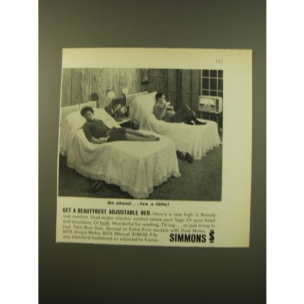 1961 Simmons Beautyrest adjustable bed Advertisement - Go ahead Live a little