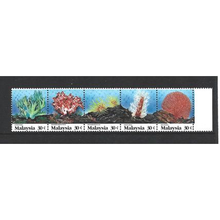 Malaysia.Marine Life (4th series).Corals strip of 5.Unmounted Mint.May25a