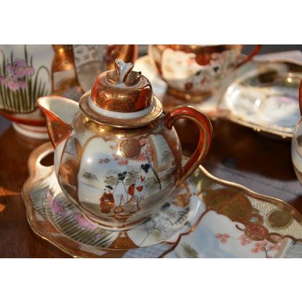 Antique Victorian JAPANESE TEA SET 1800s early 1900s Japan Oriental vintage
