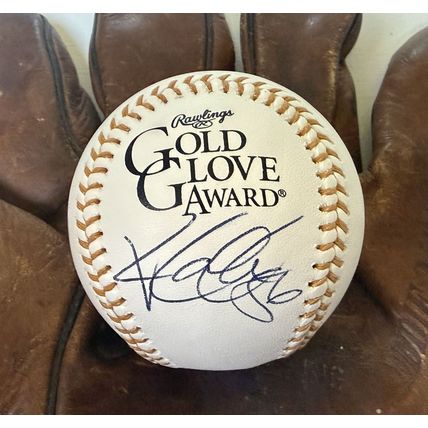 Kole Calhoun Signed Autographed Official OML Gold Glove Baseball