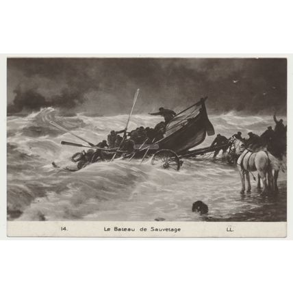 Le Bateau de Sauvetage Lifeboat Le HAVRE Art painting early 20th C. PC LL 14