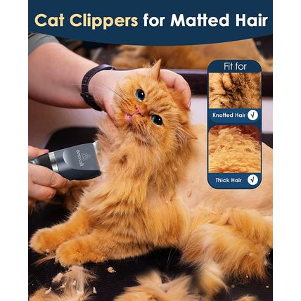Oneisall Quiet Cat Clippers for Matted & Long Hair, 2-Speed Cordless Pet Shaver