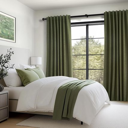 Dark Olive Green Blackout Curtains 96 Inch Long 2 Panels Set with Hook,Back Tab