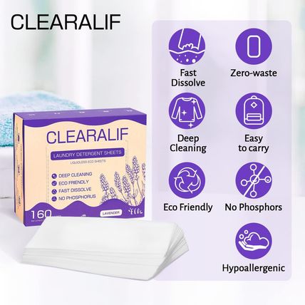 Laundry Detergent Sheets (160 Sheets), Lavender,Up to 320 Loads - Great for Trav