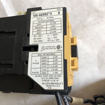ALLEN BRADLEY 592 JOV16,ALLEN-BRADLEY 100-A09NZ*3 B,24V DC Overload Relay,BC
