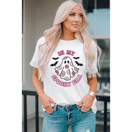 White IN MY SPOOKY ERA Halloween Ghost Graphic Tee