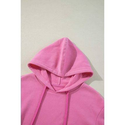 Bonbon Solid Color Fleece Lined Drawstring Hoodie with Pocket