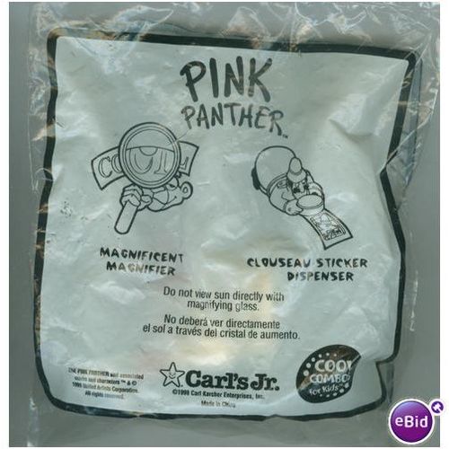 1999 Carls Jr. Pink Panther Clouseau Sticker Dispenser Mint in Package