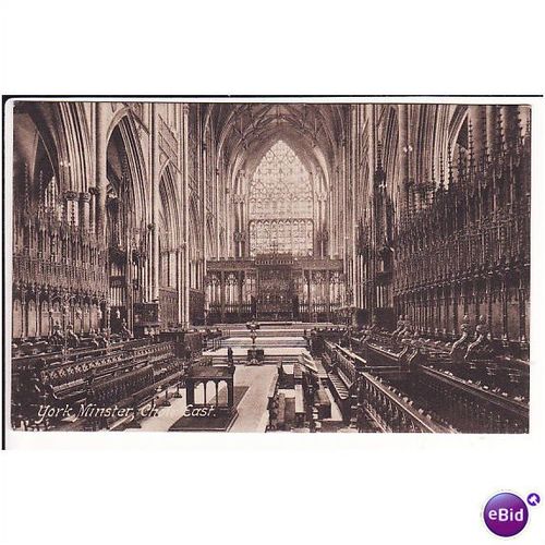 old postcard - York Minster, Choir East