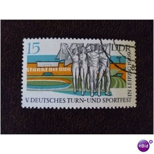 East Germany 1969 Gymnastics Leipzig 15p Athletes parade fine used stamp SGE1206